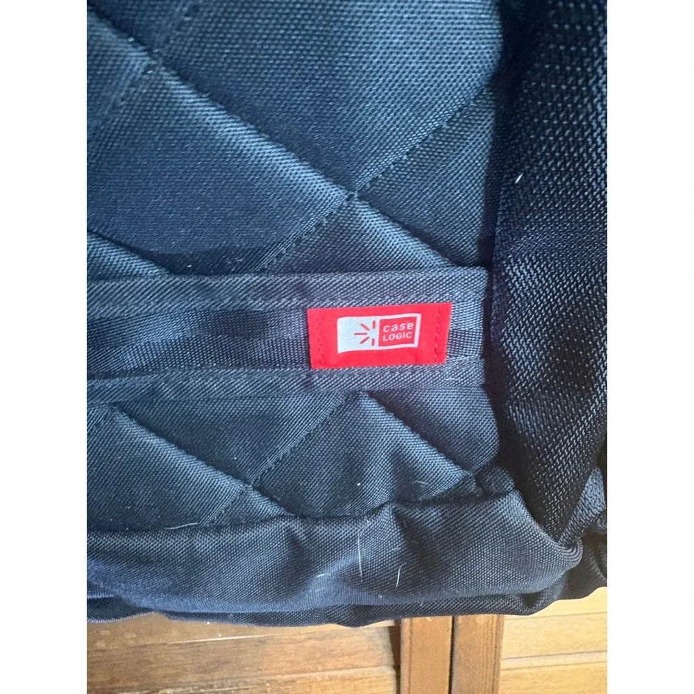 Case Logic Black Laptop Backpack Quilted Nylon Padded Travel Bag